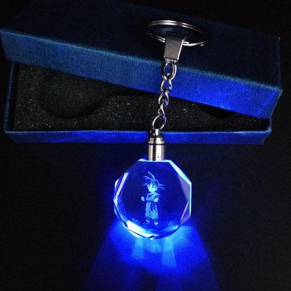 

2020 glowing crystal keychain cartoon anime shiny ball cosplay ball led keyrings car keychains pendant key chain, Silver