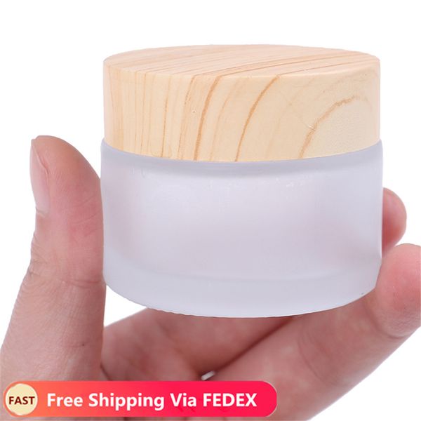 

5g матовое стекло баночка для ухода за кожей крем для глаз баночки горшок бутылки многоразового cosmetic контейнер с крышкой волокна древеси