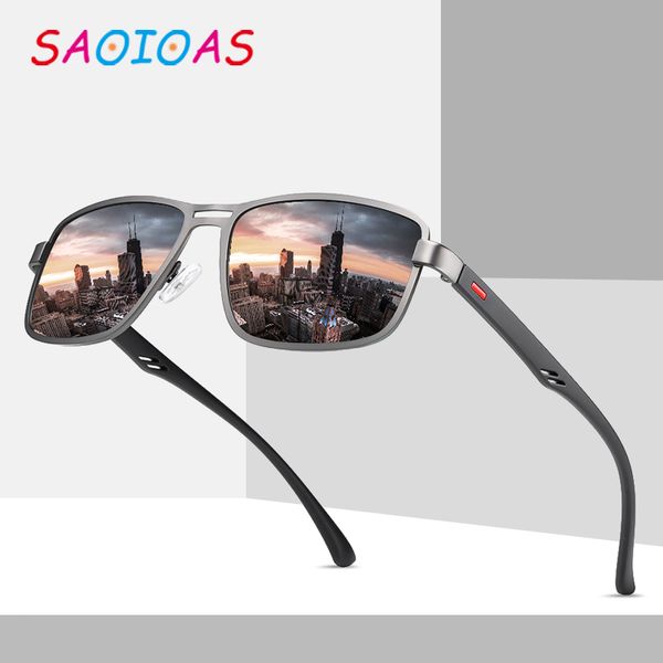 

saoioas brand new fashion sunglasses men uv400 polarized square metal frame male sun glasses fishing driving sunglasses, White;black