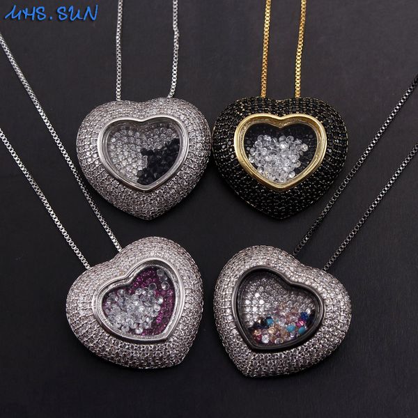 

mhs.sun luxury women heart pendant necklace cubic zircon jewelry fashion cz chain necklace for christmas gift 1pc cx200721, Silver