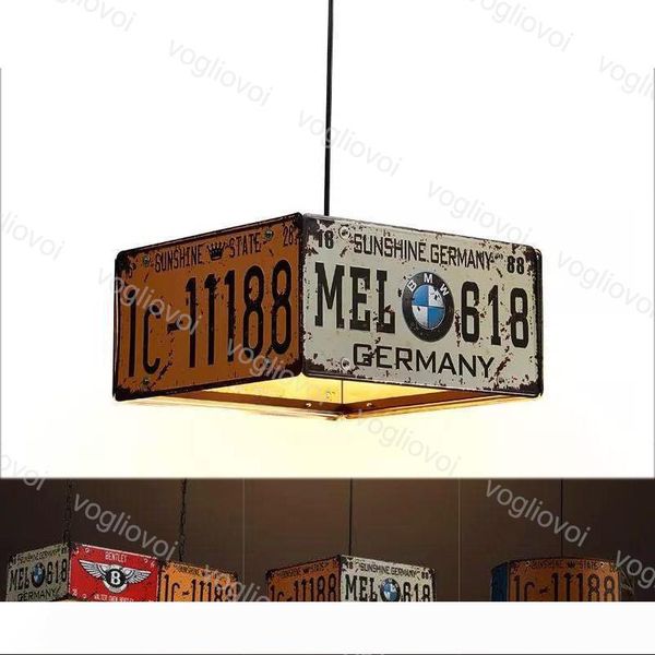 

pendant lamps vintage license plate iron number plate suspension light metal lighting e27 fordinning room restaurant l loft shop dhl