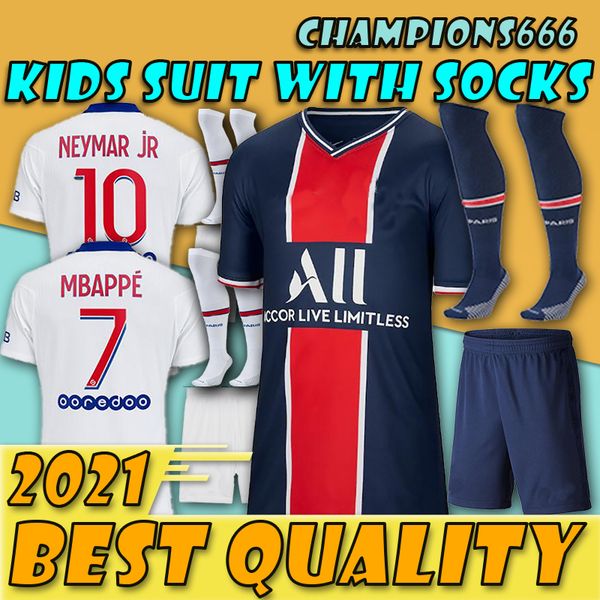 

специальное обновление !!!!! дети kit 20 21 трикотажных изделий футбола дома mbappe футовых 20 21 paris patch verratti camisetas ребенок ней, Black