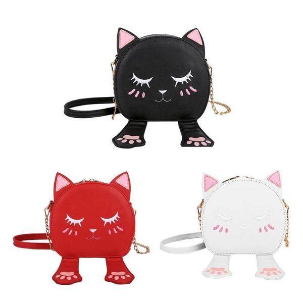 

вышивка crossbody сумки pu cute cat ears лапка сумка женский цепи плеча кошелек для украшения торгового перемещать