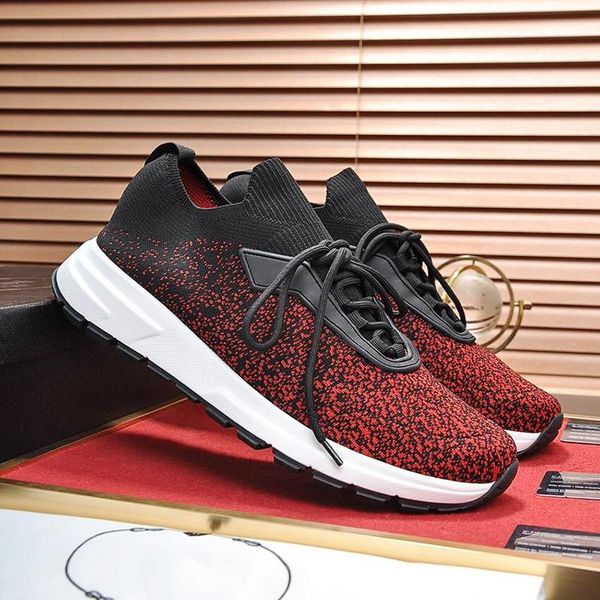 

fashion shoes for men breathable rubber sole prax 01 knit fabric sneakers plus size mens shoes luxury design chaussures pour hommes on sale, Black