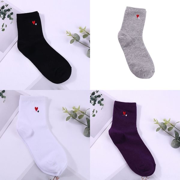 

new heart embroidered women's business casual breathable cotton cotton socks sweat-absorbent socks, Black