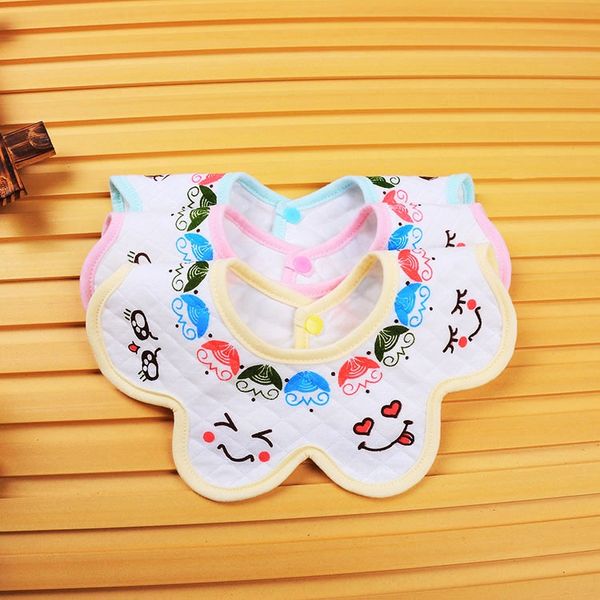

new cotton flower shape four-layer waterproof children 360 degree multi-functional bib octagonal octagonal bib supplies