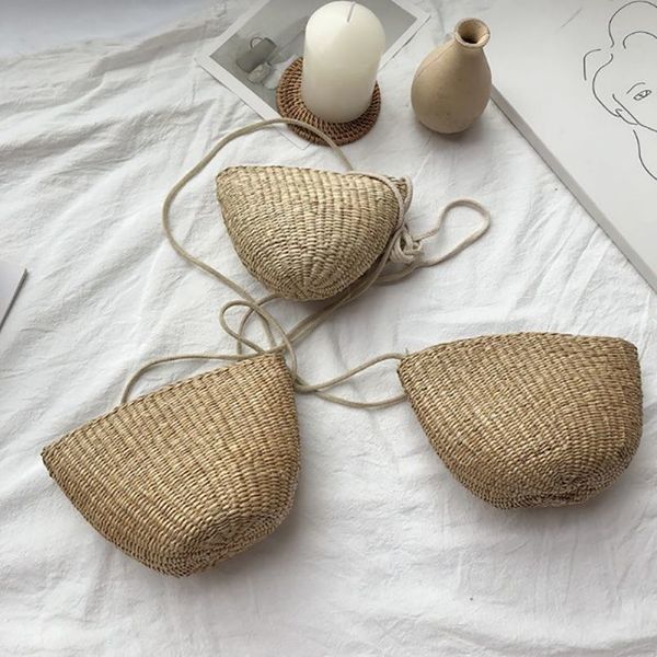 

2020 women straw bag bohemian straw rattan travel beach handbag small shell hobo lady vintage crossbody bags