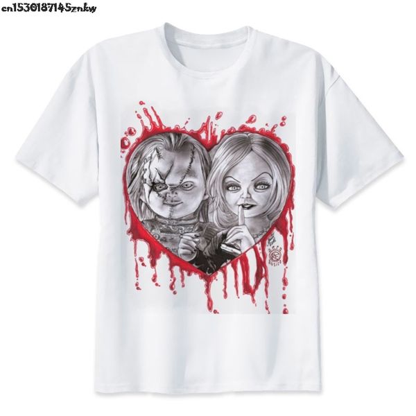 

chucky t shirt men cool streetwear men t-shirt casual horror tshirt chucky print o-neck male clothing p37, White;black