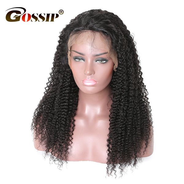 

6" lace front wig 360 lace frontal wig pre plucked with baby hair malaysian human hair gossip 360 lace wigs remy kinky curly, Black