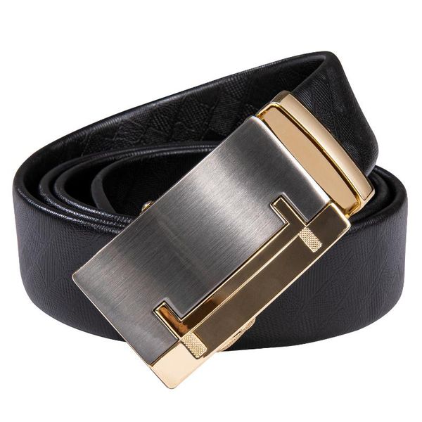 

hi-tie belt men genuine luxury leather belts for men,strap male metal automatic buckle fashion belts, Black;brown