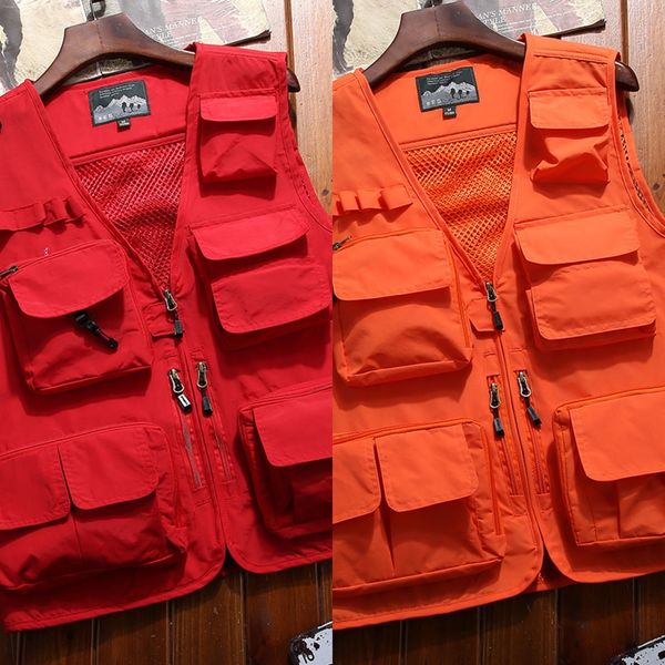 

pfteq men's multi-pocket fishing advertising labor protection supermarket printing volunteer pgraphy men's multi-pocket fishing ad, Black;white