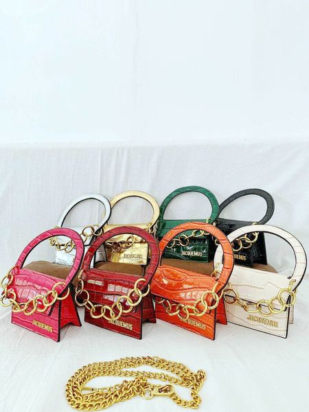 

leather luggage tag mini metal chain handbag purse ladies leather crocodile pattern bag mini niche design shoulder messenger female bag