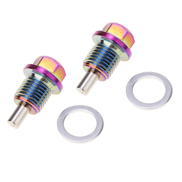 

2 pieces aluminum alloy magnetic engine oil pan drain screw w gasket