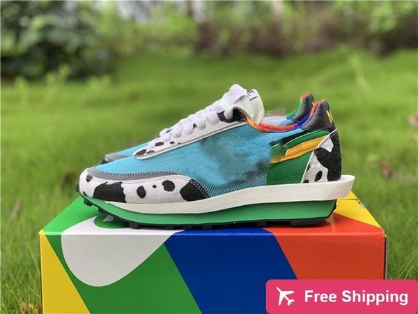 

ben x sacai x ldv waffle ldwaffle chunky dunky jerrys running shoes men women daybreak nylon pine green trainers sports with original box