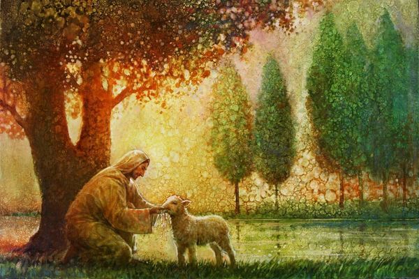

yongsung kim jesus shepherd with lamb home decor handpainted &hd print oil paintings on canvas wall art pictures a142