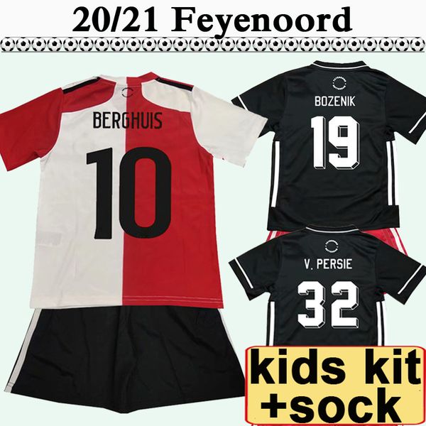 

20 21 v. persie toornstra vilhena kids kit soccer jerseys feyenoord jorgensen home away football shirts clasie larsson berghuis uniforms, Black