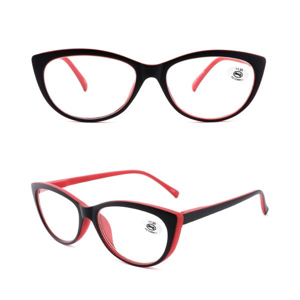 

eso vision cat eye reading glasses for woman anti blue len women's readers for sale with pouch and cleaning cloth big frame, White;black