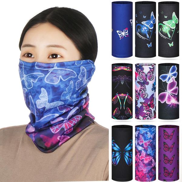 

fashion butterfly elastic dustproof bandana face cover neck half faces scarves gaiter tube outdoor sport cycling accessor, Black
