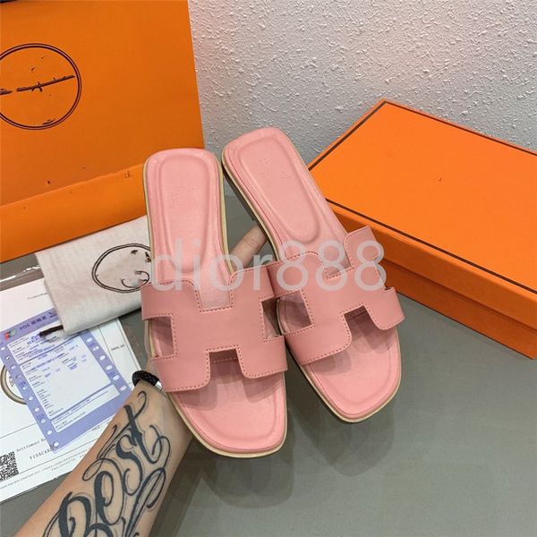 

luxury designer slippers sandals flat shoes real leather slippers slippers sandals casual shoes ladies wear brand, Black