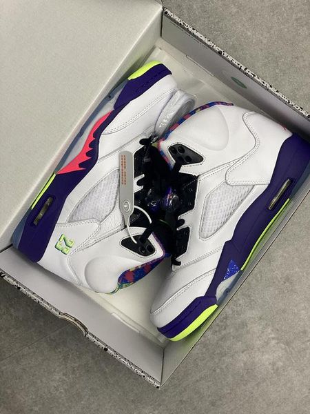 

air authentic 5 alternate bel-air basketball shoes 5s white retro sneakers court purple-racer pink-ghost green men sports shoes with box
