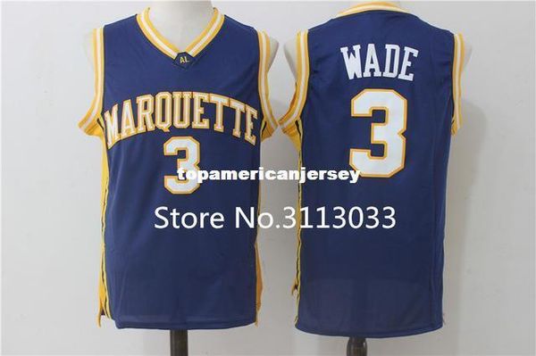 

урожай dwayne wade # 3 колледж маркетт golden top basketball jersey all размер прошитой прошитой xs-6xl жилет трикотажных изделий ncaa, Gray
