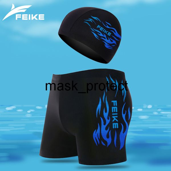 

men's swimming trunks polyester spring boxers comfortable large size quick-drying slim swimming trunks swimming cap, White;black