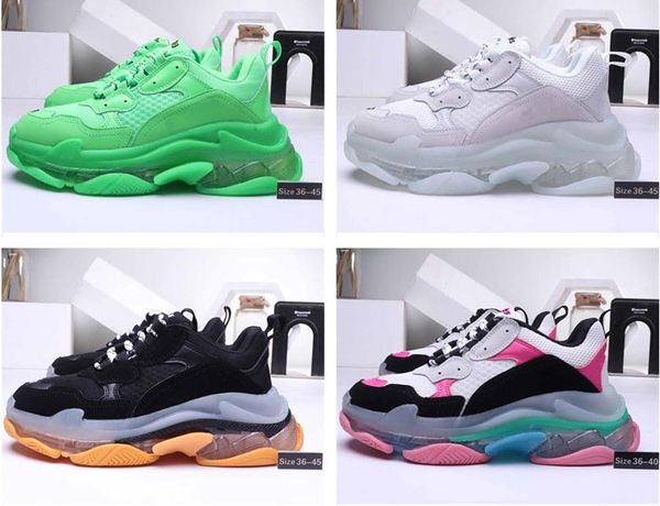 

2019 new fashion paris triple-s shoes crystal sole sneakers triple s mens casual women casual sports trainers zapatos, Black