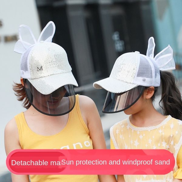 

parent-child fashion casual bow mesh baseball female cycling hat sunscreen hat baseball cap sunscreen cap dust-proof mask, Blue;gray