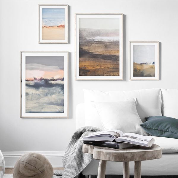 

современные абстрактного искусства пейзаж холст картина пляж горы изображение плакат и печать стены дома art украшение для гостиной