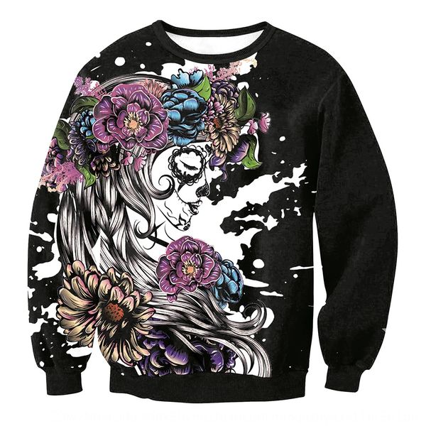 

2020 wansheng festival autumn dance and winter digital printed sweater women's dance flower pattern sweater, Black