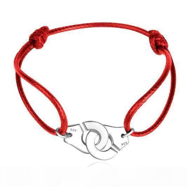 

k designer jewelry 925 sterling silver braceletsmenotte france paris jewelry handcuffs bracelet for women with rope 925 silver, Black