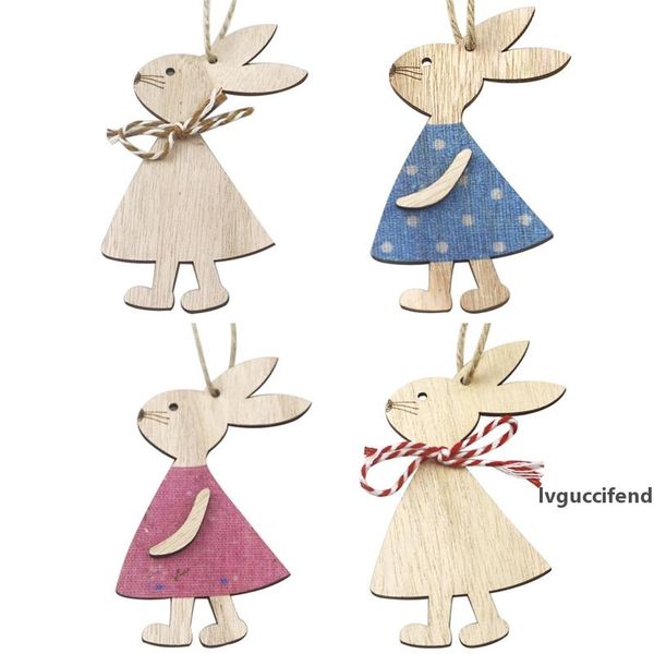 

easter rabbit wooden decoration diy wood hanging crafts cute bunny easter ornaments party supplies cutout toys jk2002