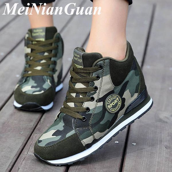 

wedge sneakers women large size platform running shoes woman camouflage tennis shoes height increase 6 cm women's sport shoe b4