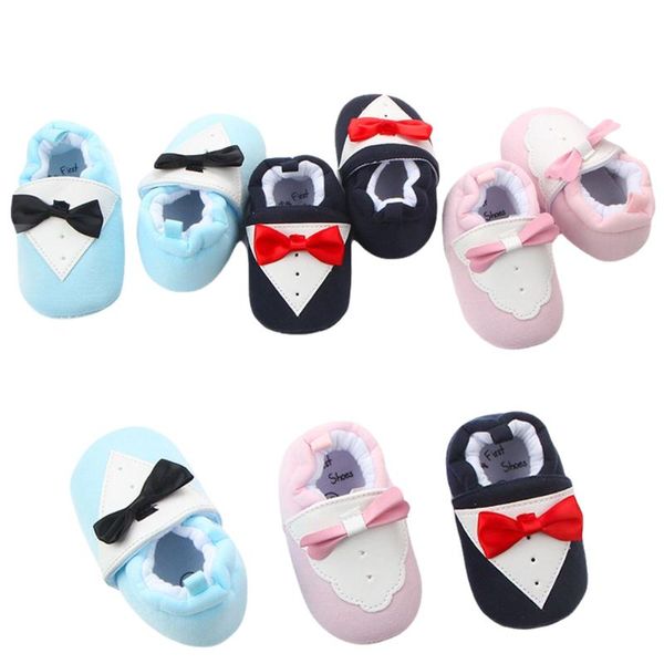 

baby boys girls warm booties non-skid soft sole cotton first walkers shoes slippers with bow tie design, Black