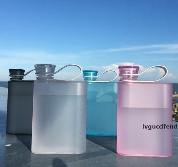 

the latest 13oz creative flat ring water cup plastic cup sports frosted water bottle european american portable water bottle supports custom