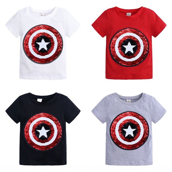 

male and female cotton jacket cotton t-shirt spider children's sequins flip color-changing t-shirt summer children's clothing tao, Blue