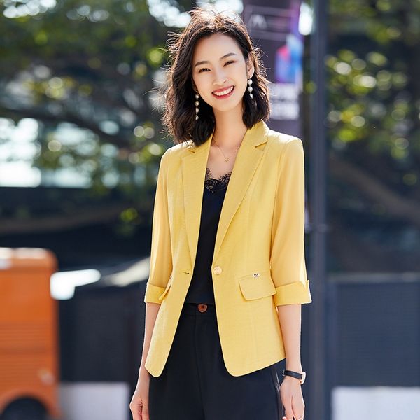 

yellow small suit women's 2020 korean coat style women's temperament slimming casual all-match professional chic suit coat, White;black