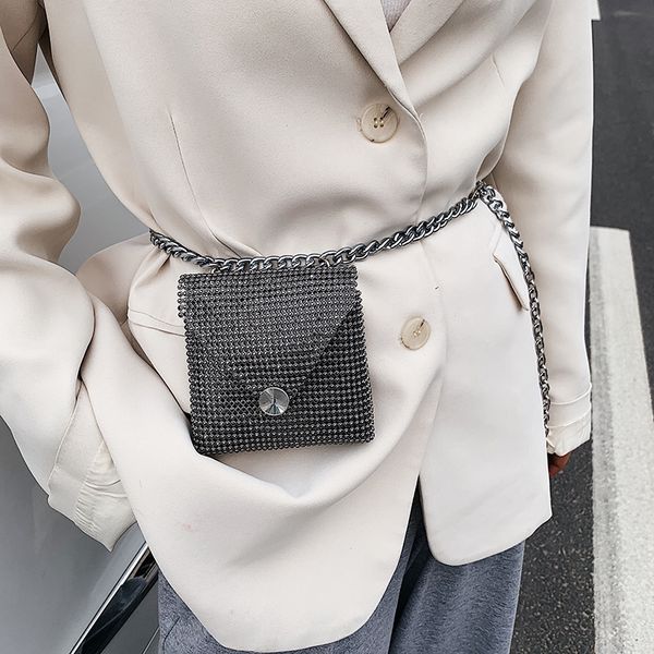 

diamond waist belt women mini chain crossbody bags waist pouch trouser chain belt fashion small lipstick shoulder bag mini purse