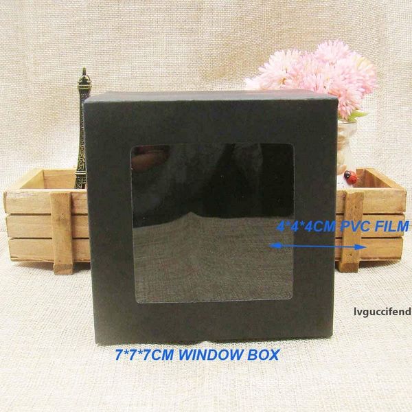 

10*10*10cm30pcs hipping black paper packing box with plastic clear window,custom display box for gift /craft cupcake favors