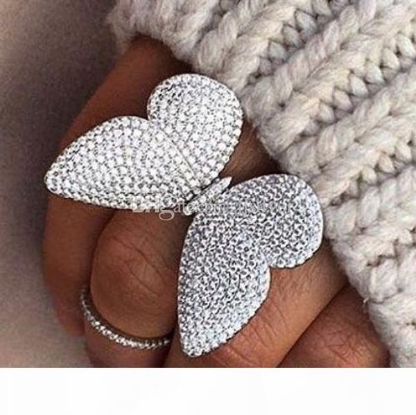 

luxury design made of sterling silver 925 the moving butterfly ring with white zircon wedding jewelry, Golden;silver
