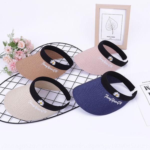 

2020 new fashion daisy letter empty sun hat ladies outdoor wide embroidery embroidery brim sun hat batch, Blue;gray