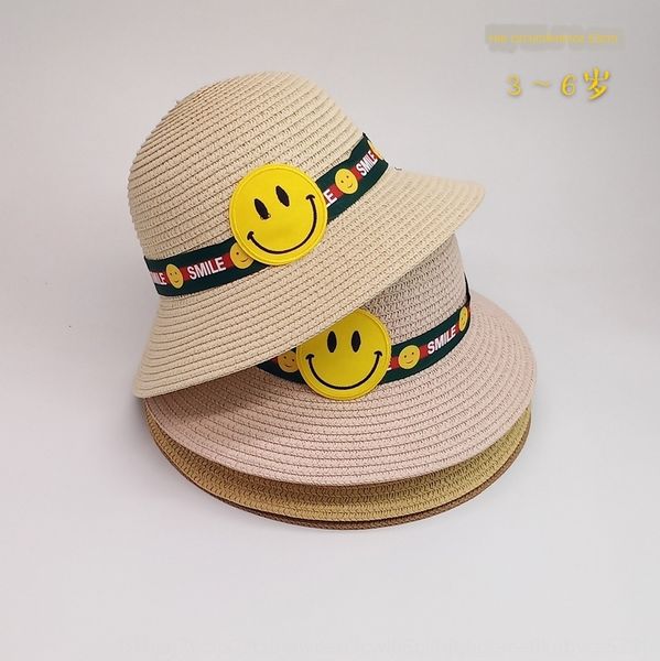 

children's sunshade straw baby's sunscreen beach smiling straw face basin hat small hat, Blue;gray