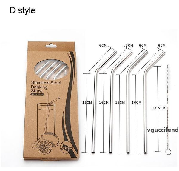 

fda 304 stainless steel straws set with retail box packing curved straight stainless steel straws milk tea coffee drinking straws