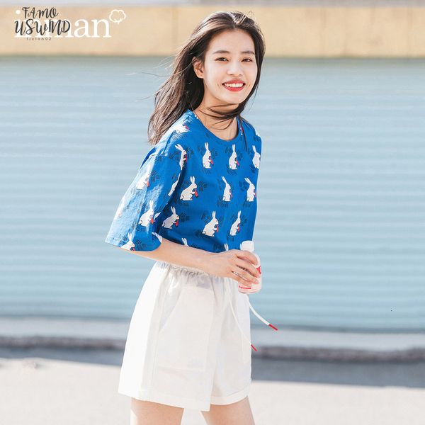 

2020 summer new arrival pure cotton cute funny printed women vitality leisure short sleeve t shirt drop shipping, White