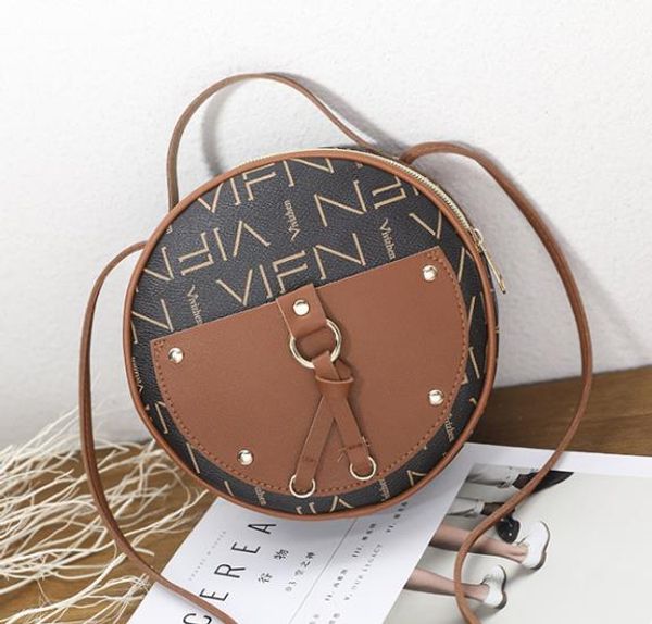 

2020 new arrival fashion simple contrast color retro small round bag casual wild shoulder messenger handbag