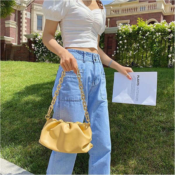

new fashion genuine weave leather cloud bag ladies fashion clutch hand bag soft leather dumpling hobo shoulder bag purse t200517#831