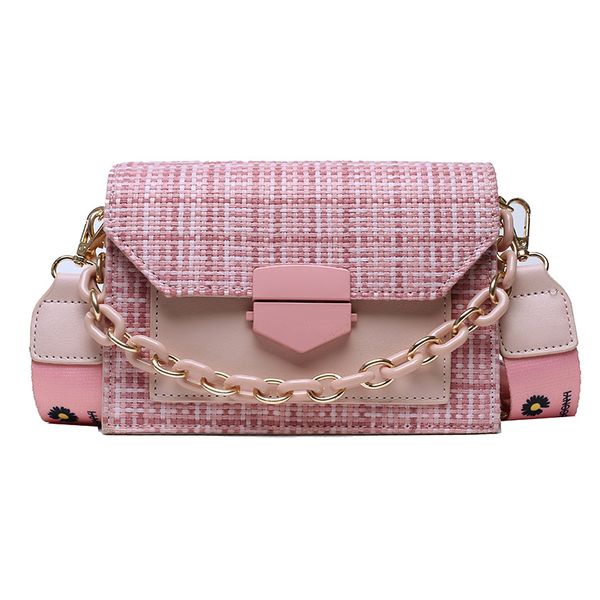 

wide strap messenger bag lady street chain crossbody bag shoulder bags for women plaid bags for women 2020 new luxury handbags