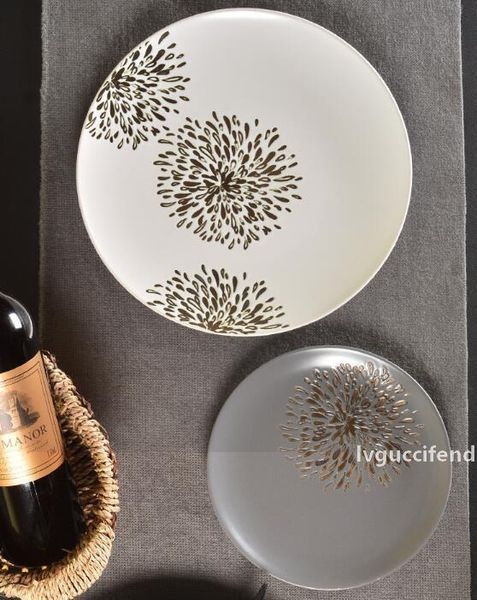 

european and american grey and white 11-inch ceramic tableware western restaurant size steak disc