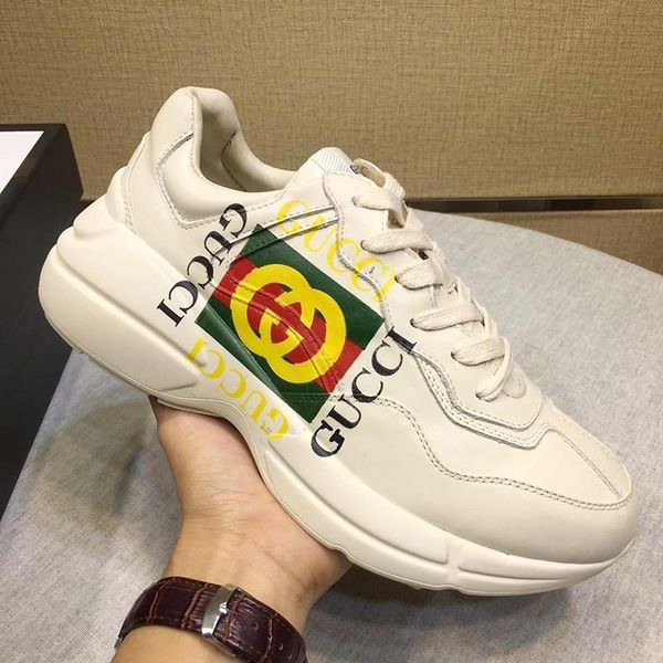 

running shoes for women fashion sneakers breathable with box zapatos de mujer luxury design lady fashion shoes footwears rhyton sneaker, Black