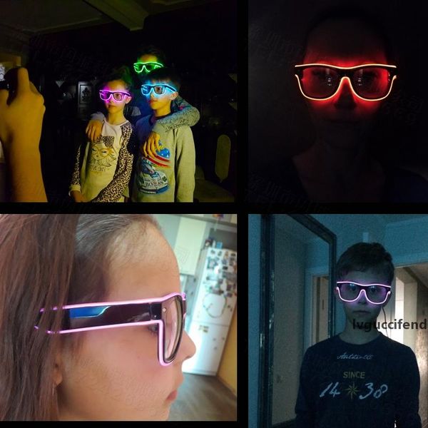 

flashing glasses el wire led glasses glowing party supplies lighting novelty gift bright light festival party glow sunglasses